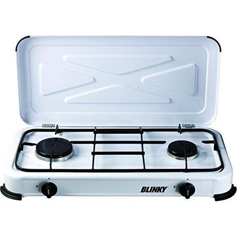 Vigor 9801002 Fornello a gas GPL 2 fuochi struttura acciaio verniciato griglia acciaio smaltato 58x33x9 cm