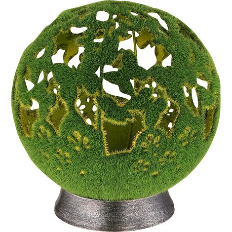 Solarleuchte Außenlampe LED Kugel Gartenleuchte Grün Deko-Stanzung H 22 cm
