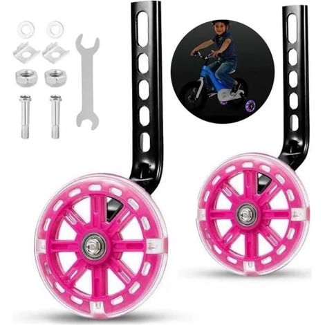 Roues Stabilisatrices - Vélo Enfant - Rose - Métal et Plastique - 12-20 pouces (1/4)