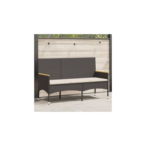 Banc de jardin à 3 places avec coussins noir résine tressée (1/5)