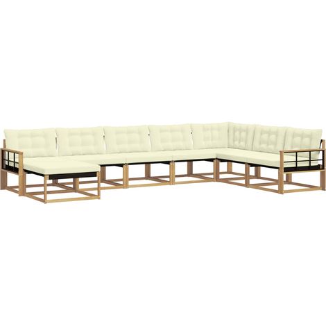 Conjunto de sofás de exterior con cojín 8 pcs Blanco y Crema vidaXL (1/5)