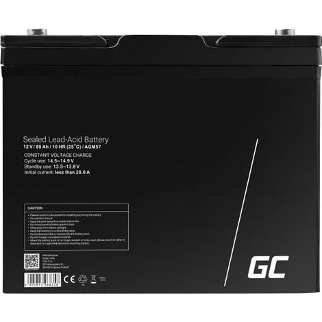 GreenCell® Rechargeable Batterie AGM 12V 80Ah accumulateur au Gel Plomb Cycles sans Entretien VRLA Battery étanche Résistantes (1/4)