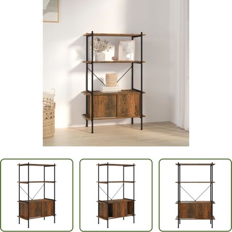 Rangement - Étagère à 4 niveaux armoire 80x40x130cm Acier bois d'ingénierie (1/5)