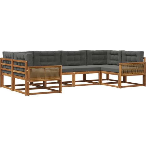 Outdoor Sofa Set 6 pcs Natural and Anthracite vidaXL