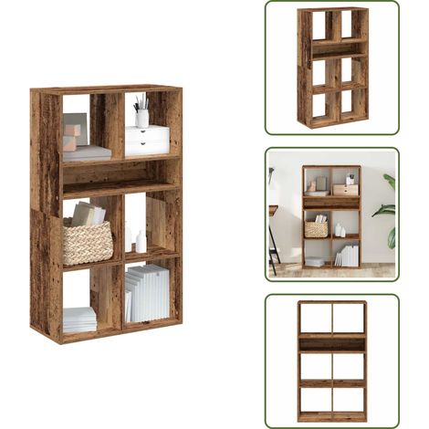 Bücherregal Altholz-Optik 66x31x112 cm Holzwerkstoff - Bücherschrank - Bücherschränke - Lagerschrank - Bücherregal (1/5)