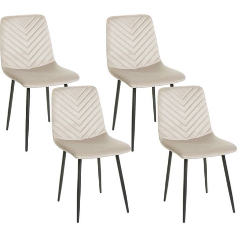 Conjunto de 4 sillas de comedor moderno patas de hierro terciopelo beige Havre (1/5)