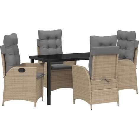 Maison Exclusive - Set da Pranzo per Giardino 5 pz Beige polyrattan (1/5)