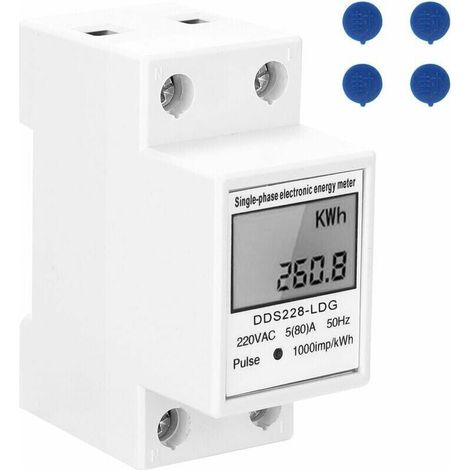 Contatore di energia elettrica monofase 220V 50Hz con display LCD. Montaggio su guida DIN da 35 mm. (1/4)