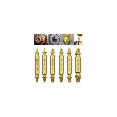 Mandrin de perceuse 6pcs Kit d'extracteur de vis cassé Kit d'extracteur de vis endommagé Extracteurs de tête de vis Extracteur de vis endommagé et extracteur de boulon pour retirer la vis cassée (1/5)