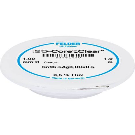Felder ISO-Core Clear SAC305 Stagno per saldatura Bobina Sn96,5Ag3Cu0,5 1 mm