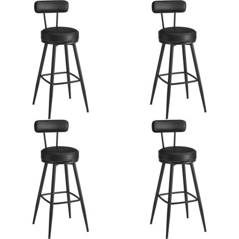 Set di 4 sgabelli da bar sedie da cucina di design con seduta imbottita in PU e cuciture moderne per cucina o bar nero 120005373