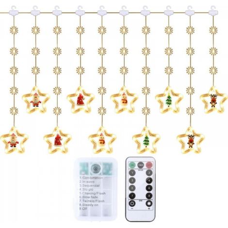 Lumières De Décoration De Noël, 50 LED 3M Guirlande Lumineuse USB Étanche Guirlandes Lumineuses Lumières féériques 8 Modes d'Eclairage Lumière pour Noël Fenêtre Soirée Terrasse Fenêtre Patio Jardin(Mo (1/5)