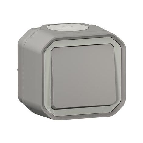 Legrand – Poussoir Plexo complet – Finition gris – Mode de pose saillie – IP55 pour intérieur et extérieur – Poussoir inverseur 10A 250V
