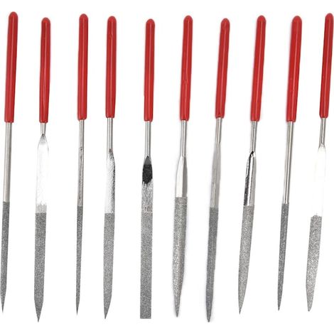 Lot de 10 limes à polir pour bijoux, acier, argent/rouge (1/4)