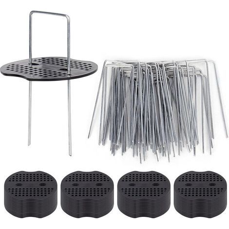 50 Piquets De Jardin Ave Rondelles, Piquets De Fixation en Acier Galvanisé pour Baches Agraphes De Fixation De Toile De Paillage Piquets Galvanisé (1/5)