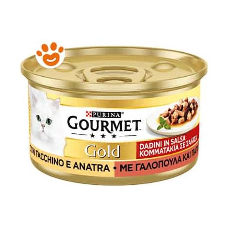 Purina Cat Gourmet Gold Dadini con Tacchino e Anatra - Lattina 85 Gr -