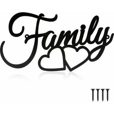 Family Metal Wall Decor Sign, Black Metal Family Wall Art, Unique Steel Wall Decor,Hanging Decor for Home Decorations (15.7" x 7.8") (1/5)