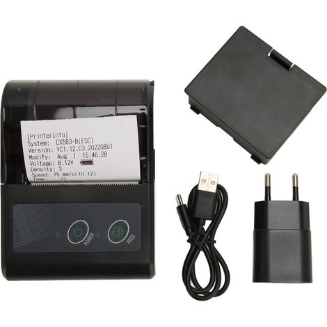 Imprimante thermique 58mm Bluetooth 50-80mm/s 203DPI USB, lame dentelée, étiquettes d'expédition, prise UE 100-240V (1/5)