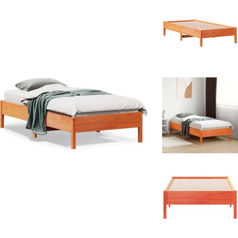 Cadre de lit sans matelas cire marron 75x190 cm bois pin massif - Cadre De Lit - Lit En Bois - Lit Double - Meubles Chambre - Literie (1/5)