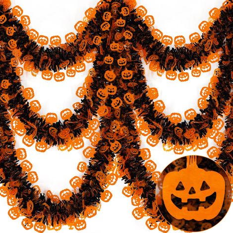 8 rubans citrouilles d'Halloween scintillantes, guirlandes décoratifs, idéales pour les décorations murales et les sapins de Noël . (1/5)