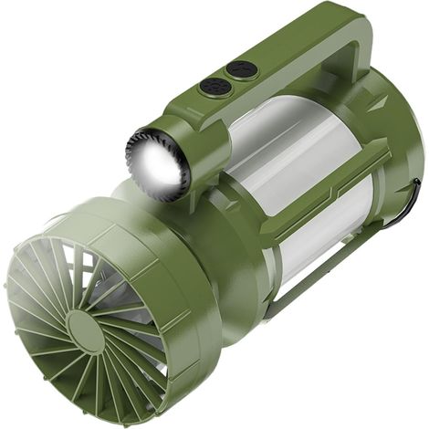 2-Zoll-Akku-Kamperlampen – Aufladbare Zonne-Zaklampen – integrierter Ventilator – 4 Beleuchtungsmodi – für Picknicken, Reisen, Wandern, Reisen (21,6 x 10,4 x 10,5 cm) (1/5)