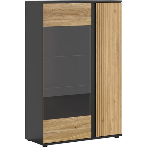 Vaisselier bas 2 portes Pia Noir et Bois