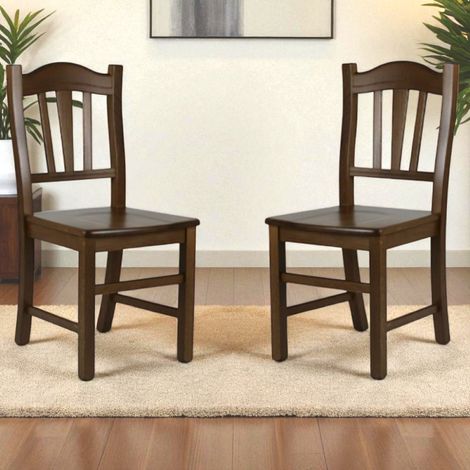 Sedia in legno massello con seduta legno Noce SILVANA set da 2 (1/5)