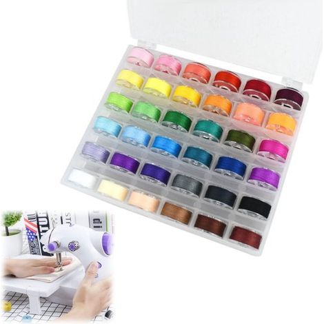 36 bobines de fil à coudre Bobines pour machines à coudre Kit de couture Fil pour canette (2 x 1 cm Couleurs variées) (1/5)
