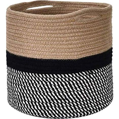 Paniers En Corde Coton, Panier à Linge En Corde Coton, Panier Rangement Tissé Corde Coton, 30 x 30 cm Pliable Panier Rangement Salle Bain (1/5)