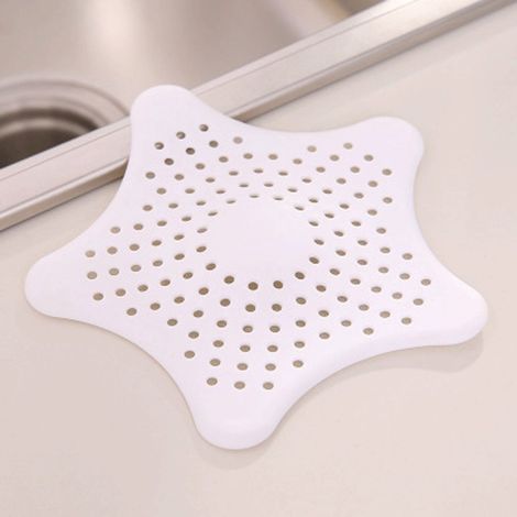 Bouchon en silicone blanc en forme d'étoile – passoire anti-cheveux et anti-obstruction pour cuisine/salle de bain (1/5)