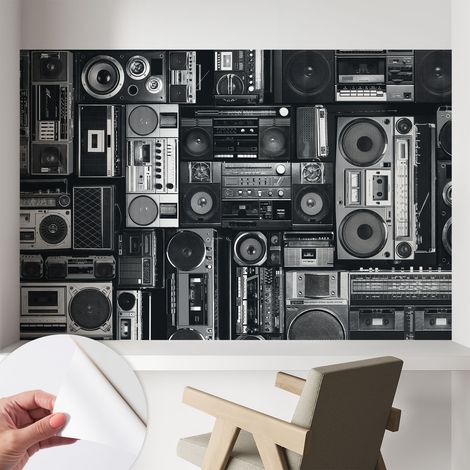 Papier peint autocollant adhésif avec imprimé installation simple qualité excellente sans désordre Radio rétro 104x70 cm (1/5)