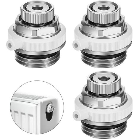 3pcs Radiator Bleeder, Radiator Valve Automatic Purge 1/2" Radiator Bleeder Vent Valve Radiator Ventilation Heater Valve (1/5)