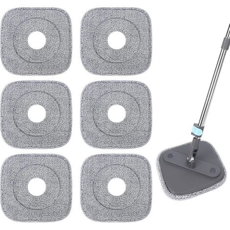 Compatible con paños de limpieza True&Tidy - Separa la suciedad y el polvo - Cabezal de fibra cuadrada giratoria de repuesto - Prensa manual M16, escurrido en seco - Paquete de 6 - Diámetro: 22 cm