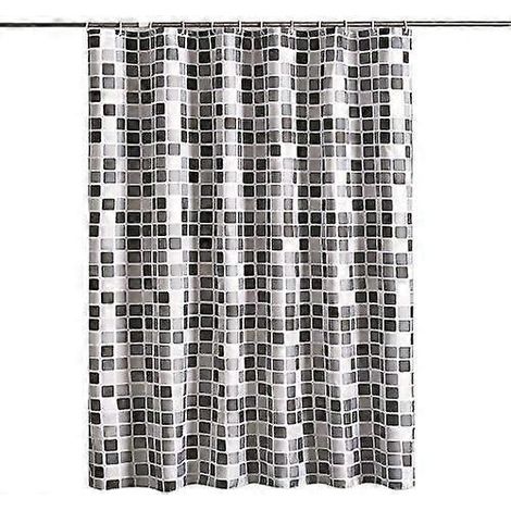 Duschvorhang, Badezimmervorhang, wasserdichtes Polyestergewebe mit Ösen und beschwertem Saum (200 x 200 cm) (1/5)