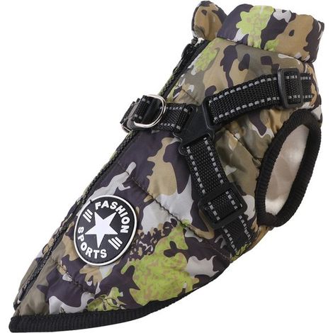Chaleco de invierno para perros, apto para gatos y perros (verde militar, talla L) (1/5)
