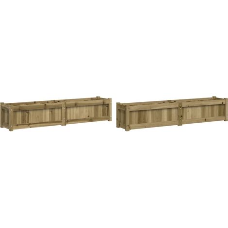 Vaso per fioriera aiuola rialzata piante fiori giardino terrazze set da 2 legno di pino impregnato marrone 020039029