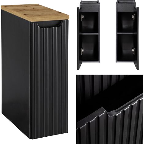 Badschrank 20cm, in schwarz mit Eiche, NEWPORT-56-BLACK (1/5)