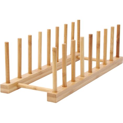 Égouttoir à vaisselle en bambou à 8 compartiments étagère de rangement de cuisine 34,5 x 11,5 x 10 cm couleur bois naturel 1 pièce (1/5)