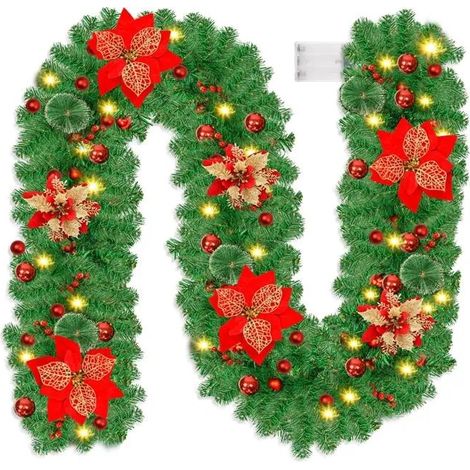 Guirlande de sapin de Noël artificiel de 270 cm avec 30 lumières LED, décoration extérieure (1/5)