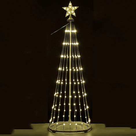Albero di Natale cm 150 bianco caldo alimentato con pannello solare o corrente con 170 Luci Micro LED esterno o interno (1/4)