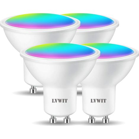 GU10 Ampoule Connectée Alexa, 4.9W Smart Ampoule LED Avec WIFI 350Lm, Compatible avec Alexa et Google Assistant,Remplace 35W Ampoule Incandescent, Lot de 4 (1/5)