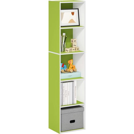 Étagère ouverte à 5 niveaux, Blanc/Vert, 5-Tier Cube (1/5)