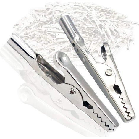 24Pcs 51mm pince crocodile pinces à ressort pour ligne de test pince crocodile pince crocodile argentée pinces crocodile plaqué nickel, utilisé dans le laboratoire de test électrique et pince câble (1/5)