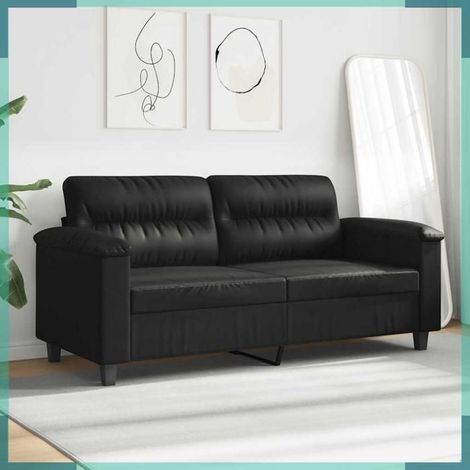 359564 Canapé à 2 places Noir 140 cm Tissu microfibre (1/5)