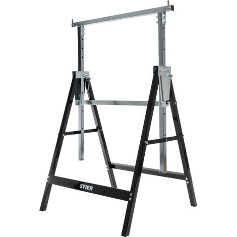 Stier – Tréteau télescopique 200 kg – Hauteur réglable 82-130 cm – Tube carré acier – Crochet anti-glissement – Poids 6,3 kg