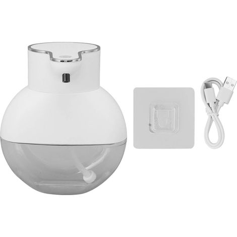 Dispensateur de Savon Automatique Sans Contact 400ml avec Pile Rechargeable, Étanche IPX5, Montage Murale, Design Détachable et Léger en ABS Blanc (1/5)