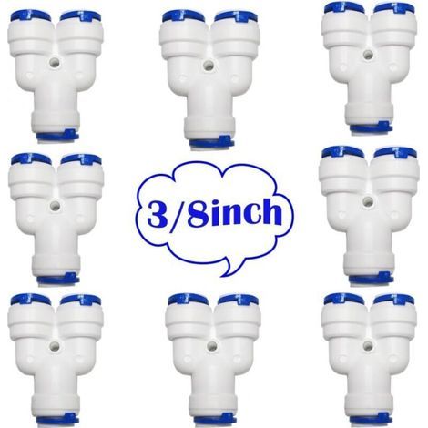 PCS RO-Wasserfilter-Osmoseanschluss, 3/8"-Y-Steckverbinder für 3/8" (9,5 mm) Wasserfilterschläuche, Umkehrosmoserohr (1/4)