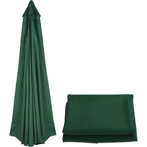 Pare-soleil de rechange 8 baleines (2 m/2,7 m/3 m) Pare-soleil de rechange, tissu de rechange pour pare-soleil (vert foncé, porte-parapluie non inclus). (1/3)