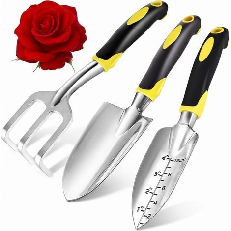 Heavy Duty Aluminum Garden Tool Set with Soft Handles  Non Slip Hand Rake, Trowel and Weed Shovel for Gardeners  Ideal Gardening Gift (1/4)