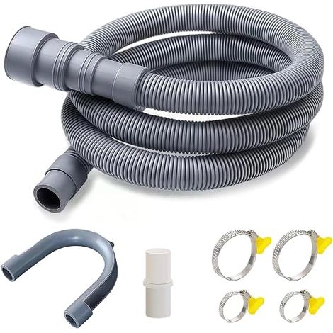 4 Meter langes Verlängerungskabel für Abflussschläuche, universeller Waschmaschinenschlauch, mit 1 Schlauchverbinder und 4 Schlauchschellen, geeignet für Abwasserschläuche von Waschmaschinen und Gesch (1/5)